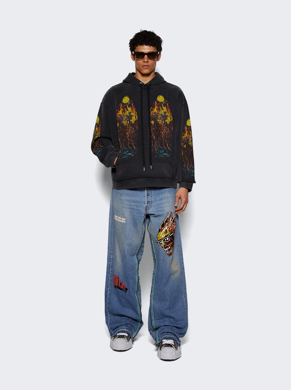 Sham Hand Beaded Double Wide Jeans Indigo - 5
