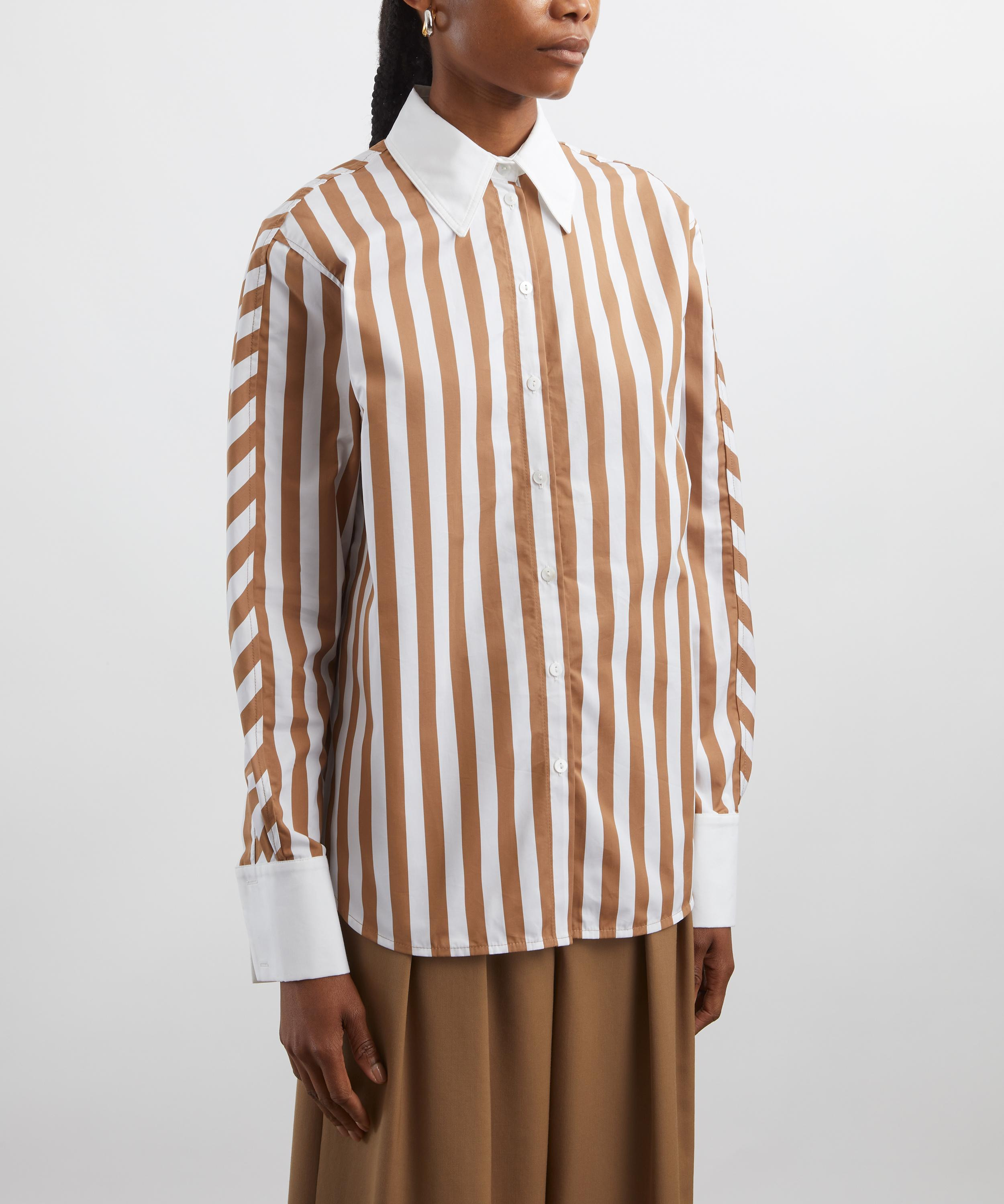 White and Camel Striped Shirt - 3