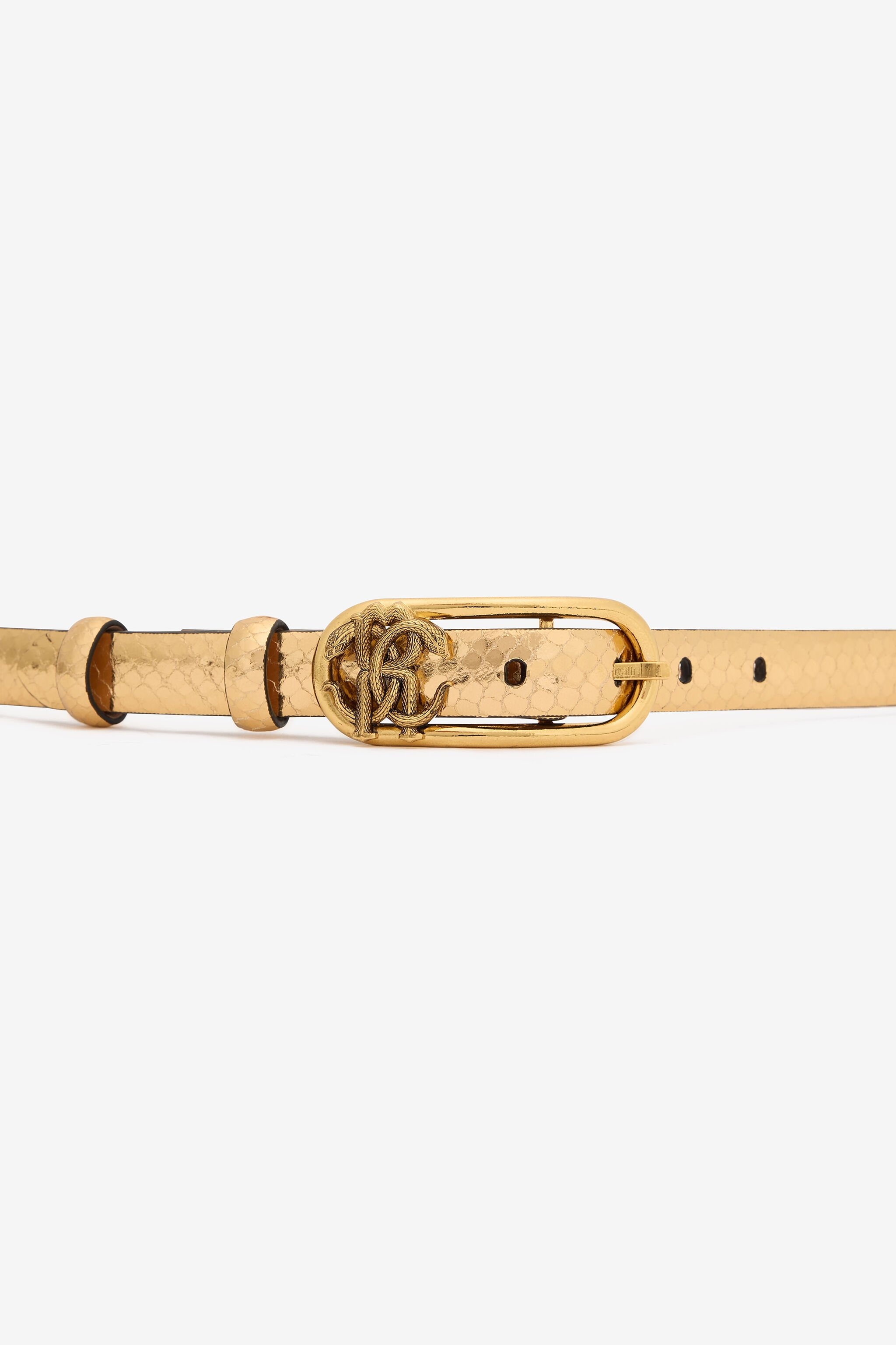Snake-Print Laminated Leather Belt - 4