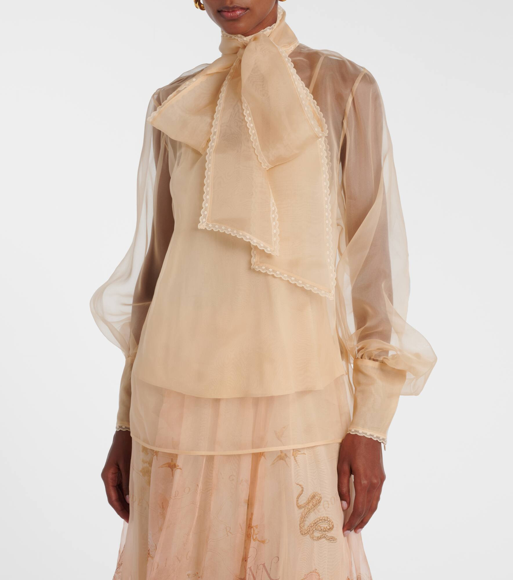 Bow-detail silk organza blouse - 5