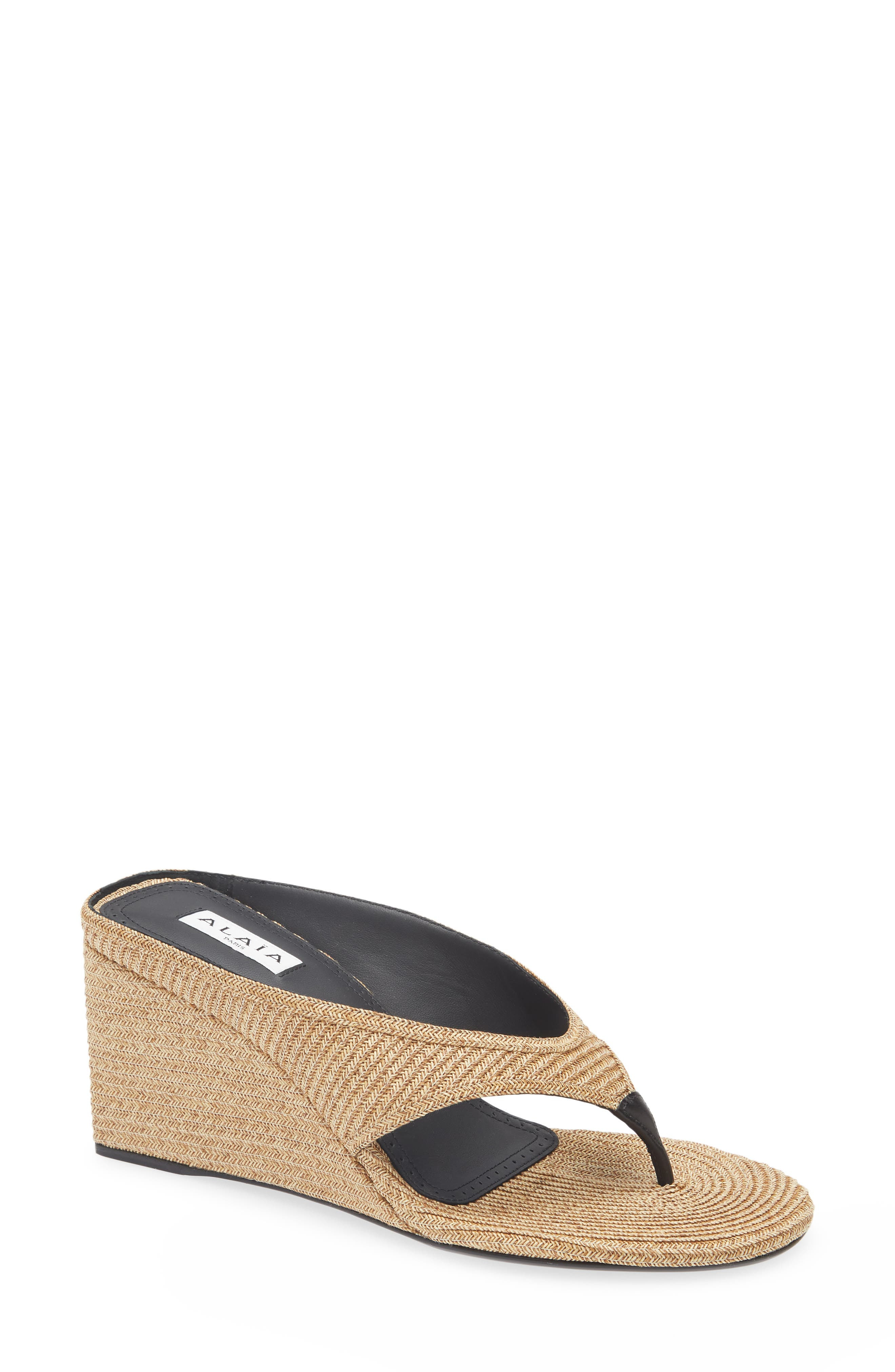 Alaïa Cube Wedge Sandal in Naturel at Nordstrom - 1
