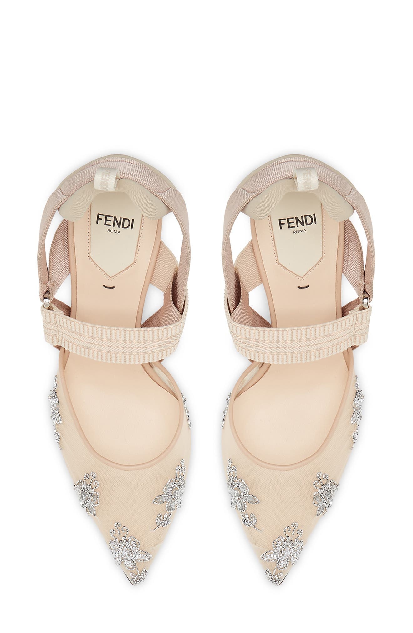 Fendi Colibri Pointed Toe Slingback Pump in Beige/Silver at Nordstrom - 3