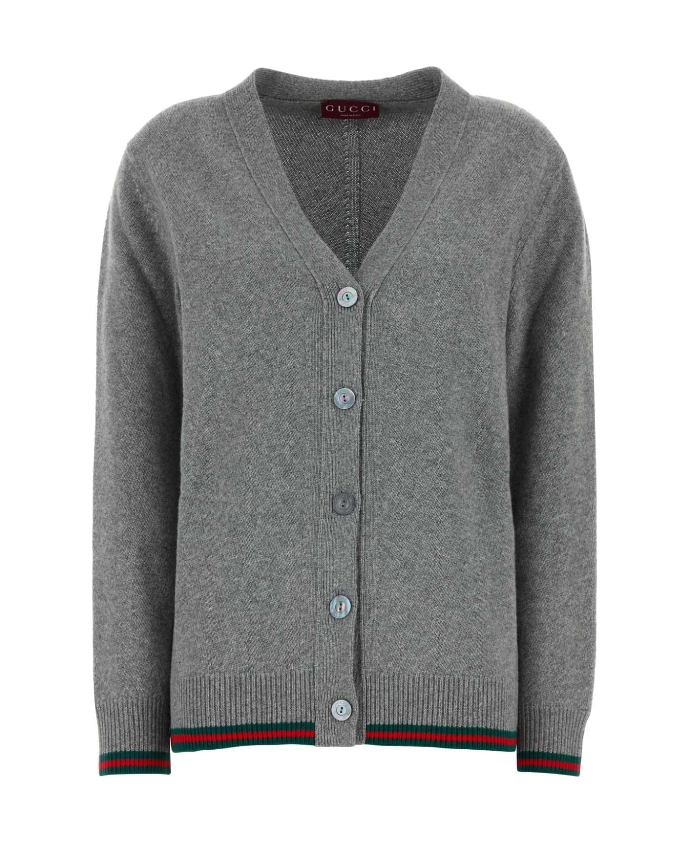 Grey Wool Blend Cardigan - 1