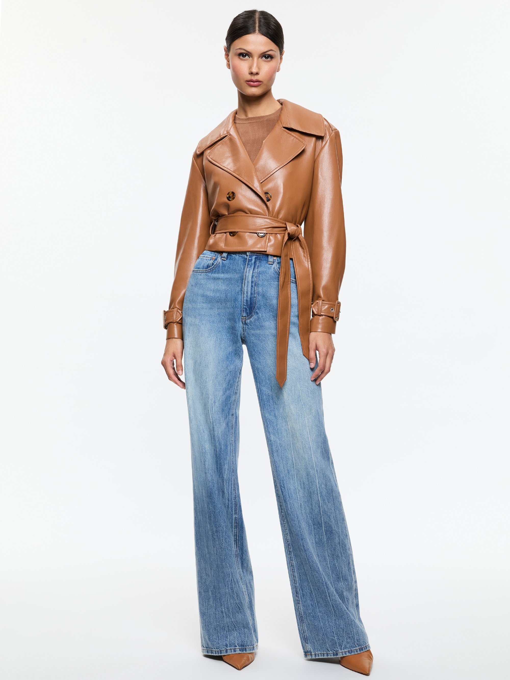 KEITH VEGAN CROPPED TRENCH WITH BELT - 3