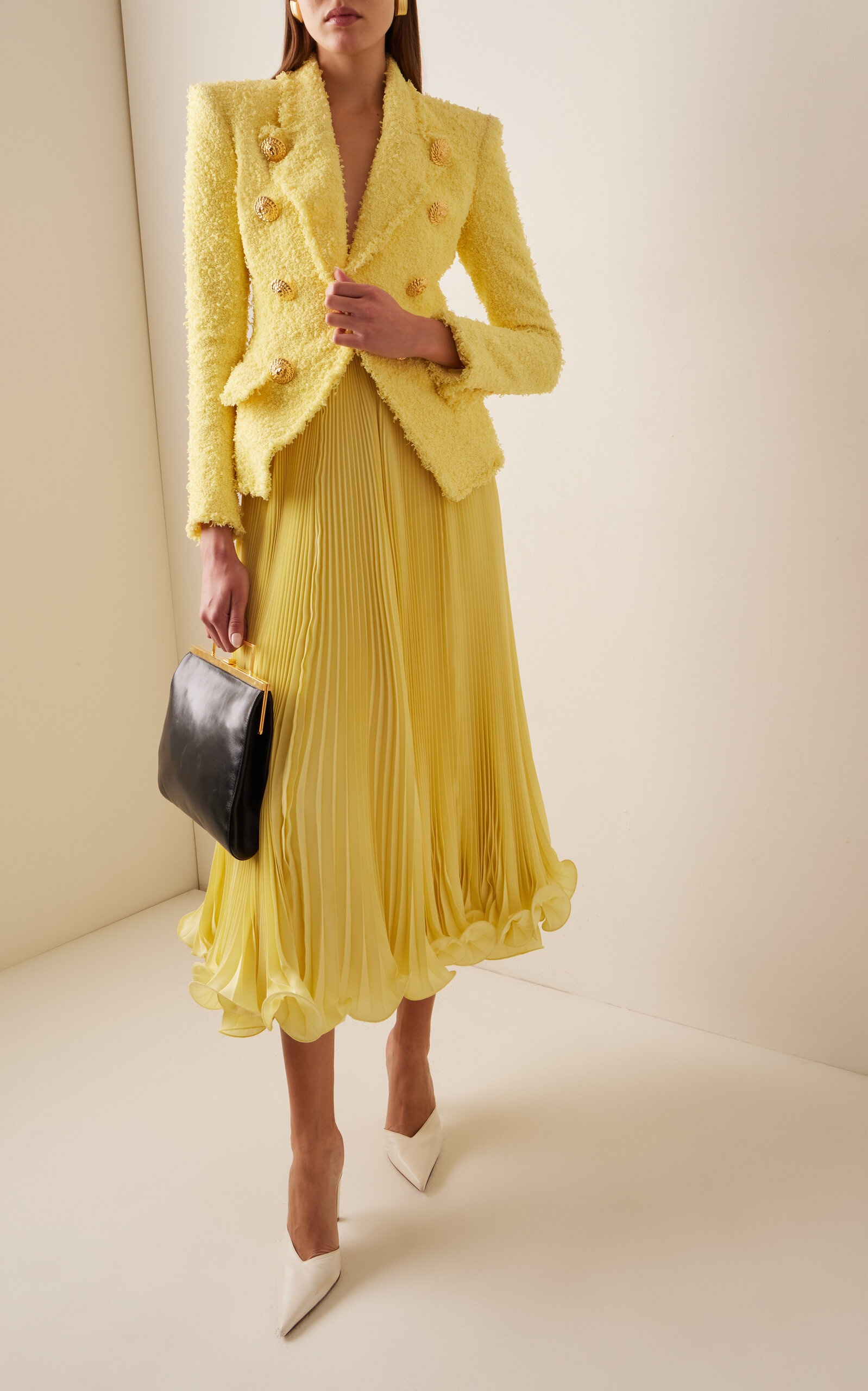 Pleated Light-Crepe Maxi Skirt yellow - 2