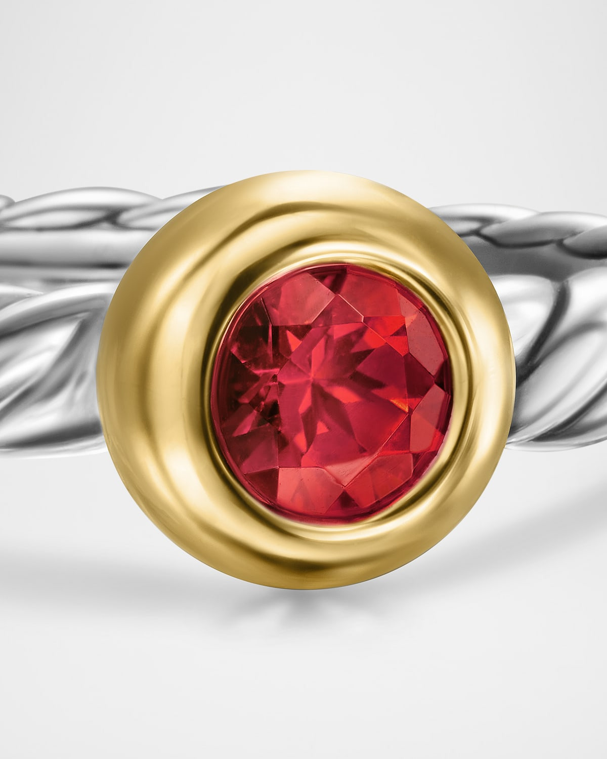 Cable Flex Ring with Gemstone in Silver and 14K Gold, 2.8mm - 5