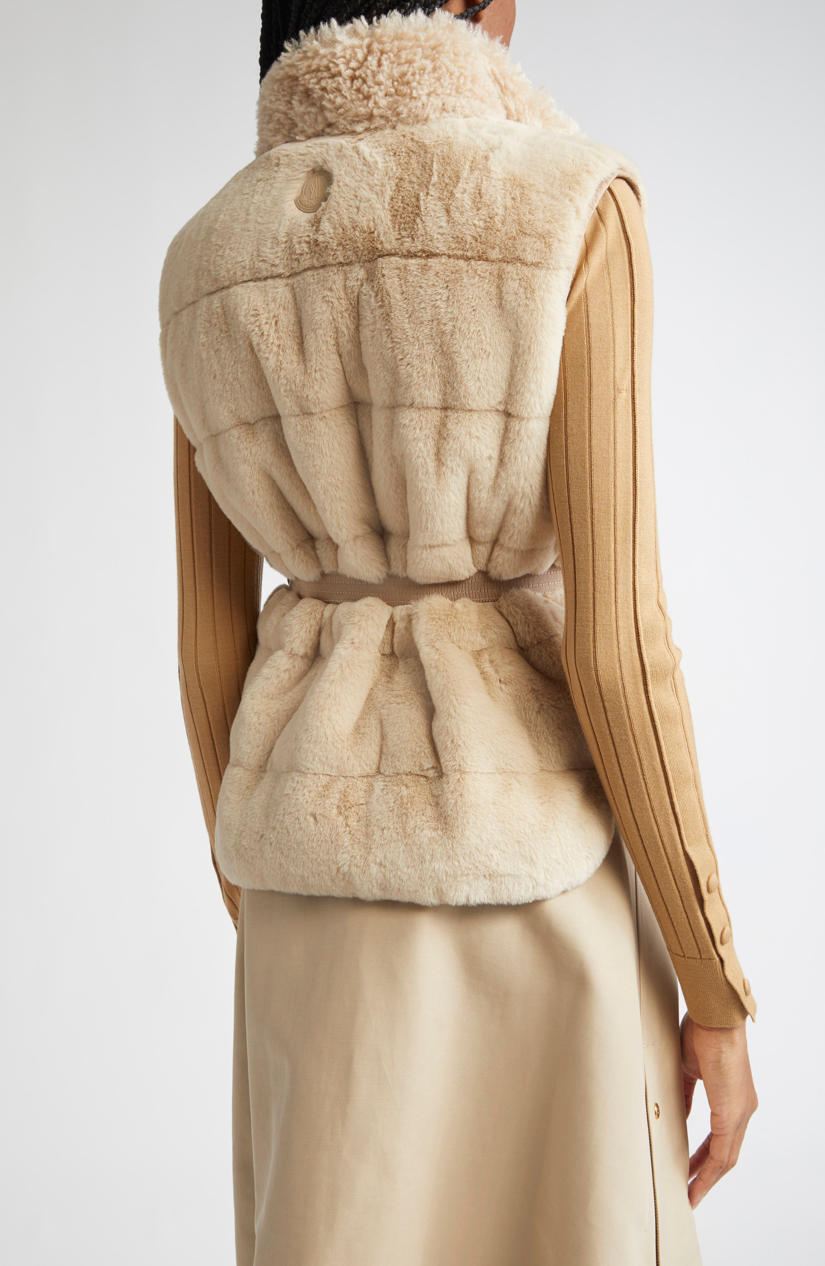 Moncler Joui Faux Fur Down Vest in Alabaster at Nordstrom - 3