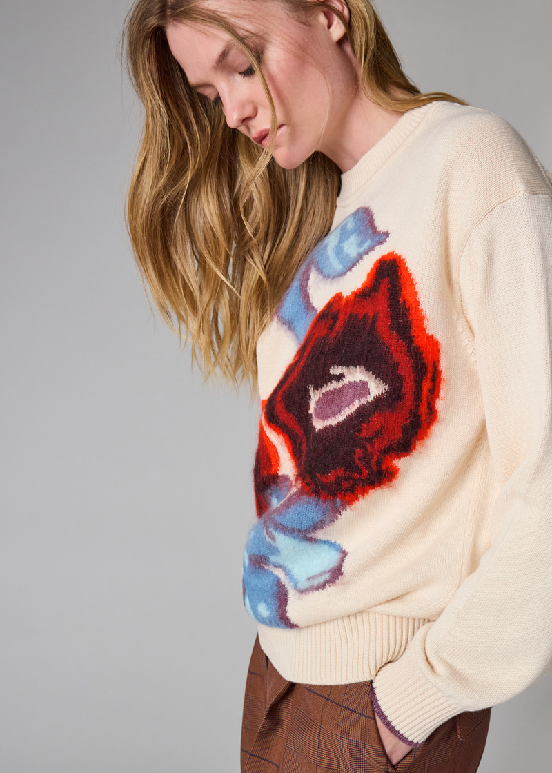 Women's Cream 'Hazy Floral' Oversized Sweater 7