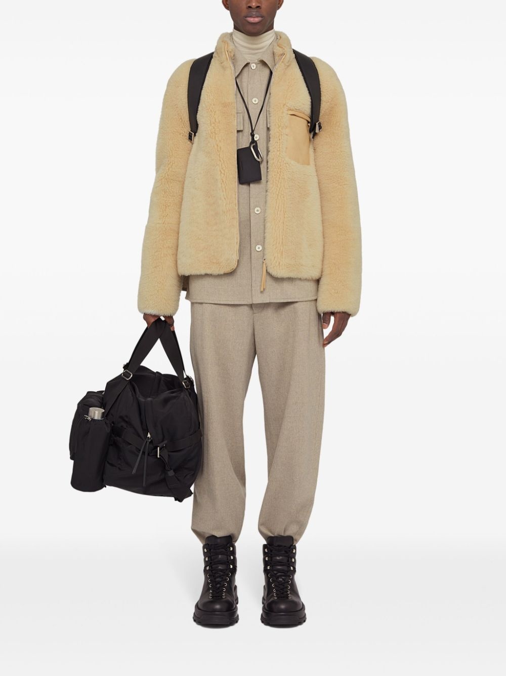 logo-patch wool tapered trousers - 2