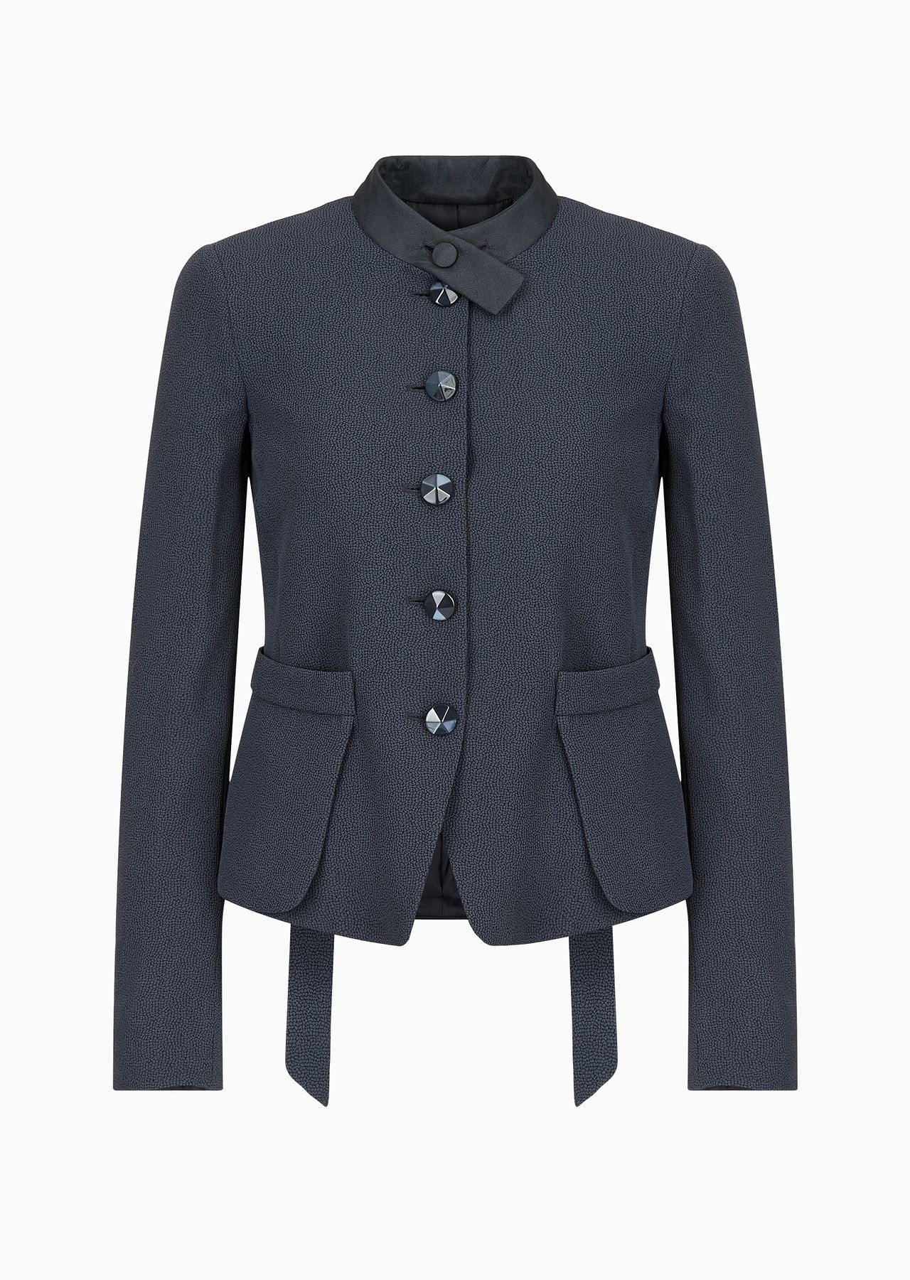Faux-galuchat fabric jacket with martingale - 1