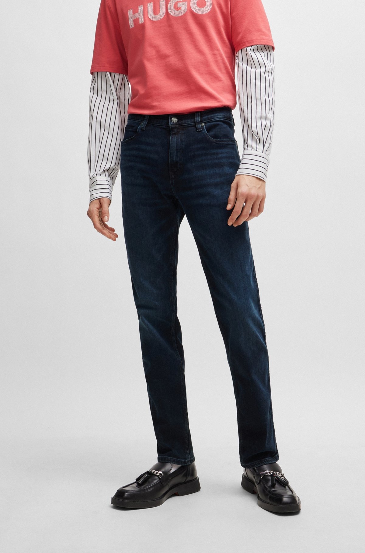 SLIM-FIT JEANS IN BLUE-BLACK STRETCH DENIM - 2