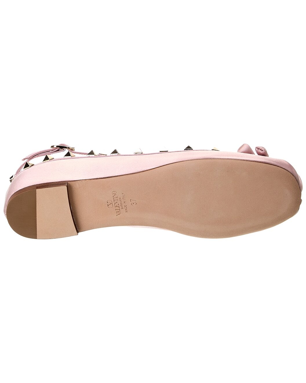 Valentino Rockstud Satin & Leather Flat - 4
