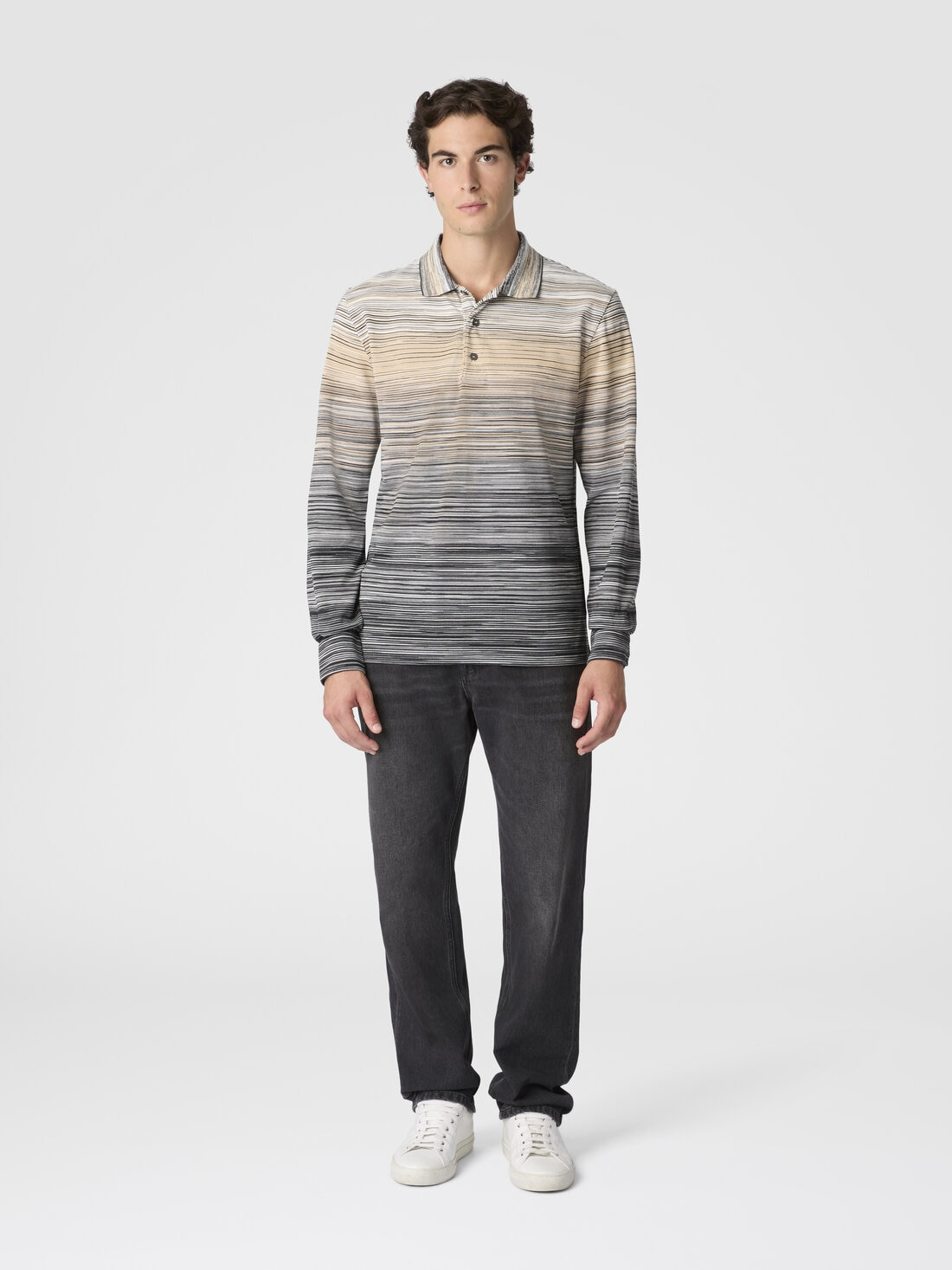 Long Sleeve Polo with Flame Knit - 2