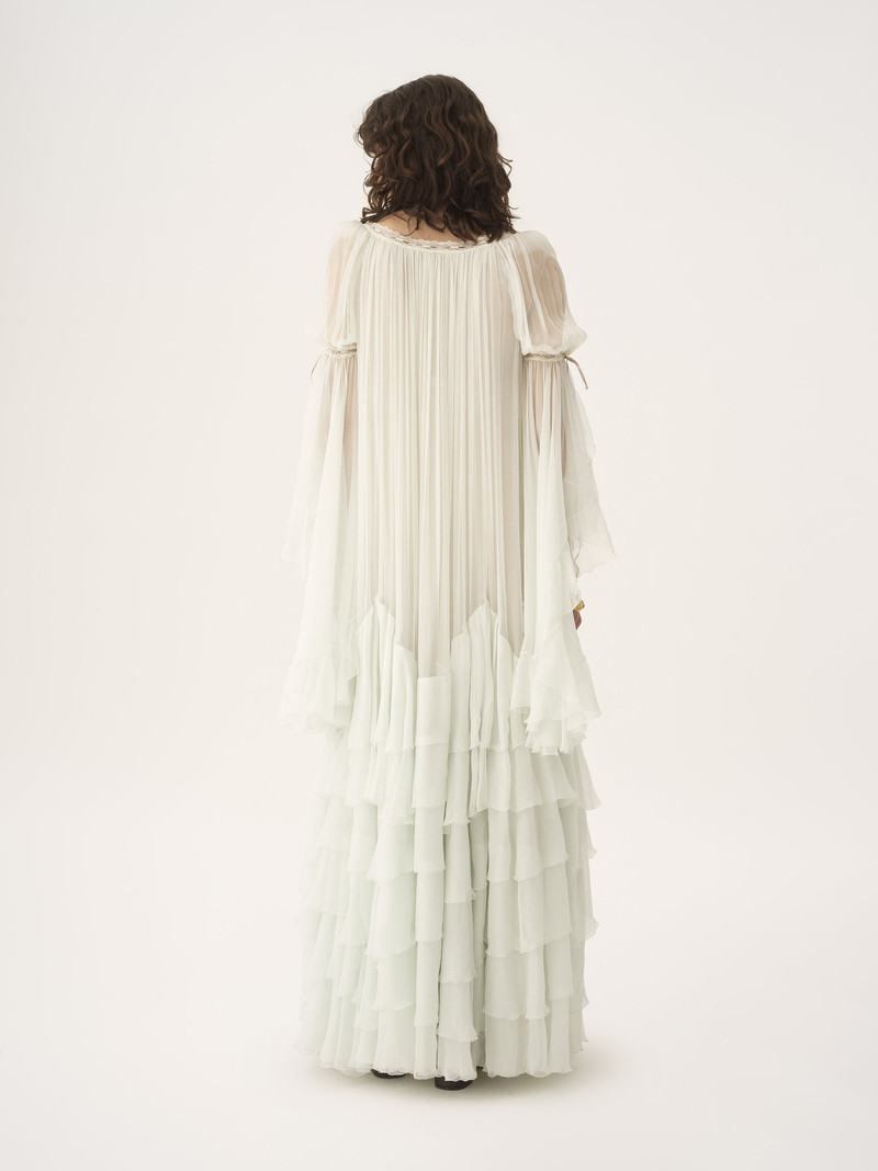OVERSIZED LONG RUFFLED DRESS IN SILK MOUSSELINE 6