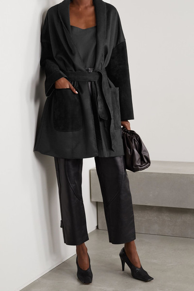 Salvatore Ferragamo Oversized belted suede-paneled wool and cashmere-blend felt jacket outlook