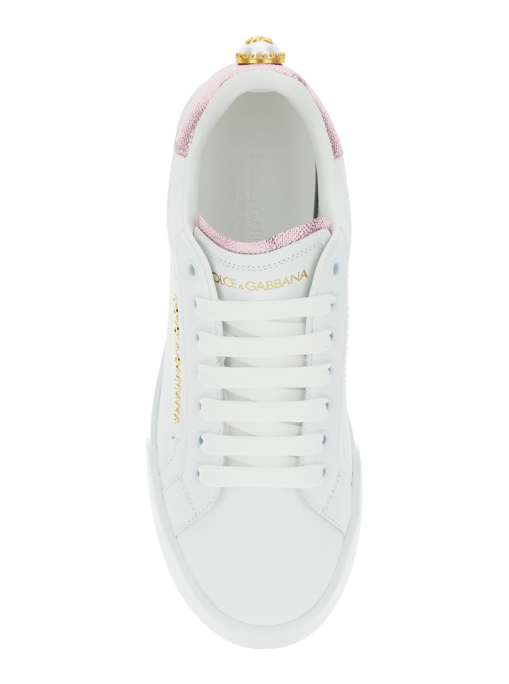 Dolce & Gabbana Women 'Portofino' White Sneaker With Logo And Metallic Inserts In Leather Woman - 4