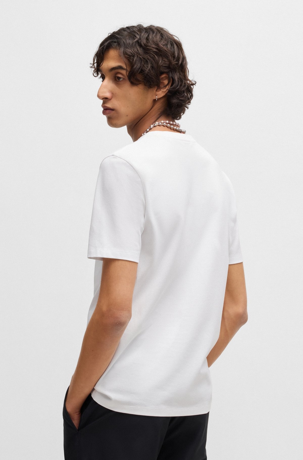 SLIM-FIT T-SHIRT IN MERCERIZED STRETCH-COTTON PIQUÉ - 5
