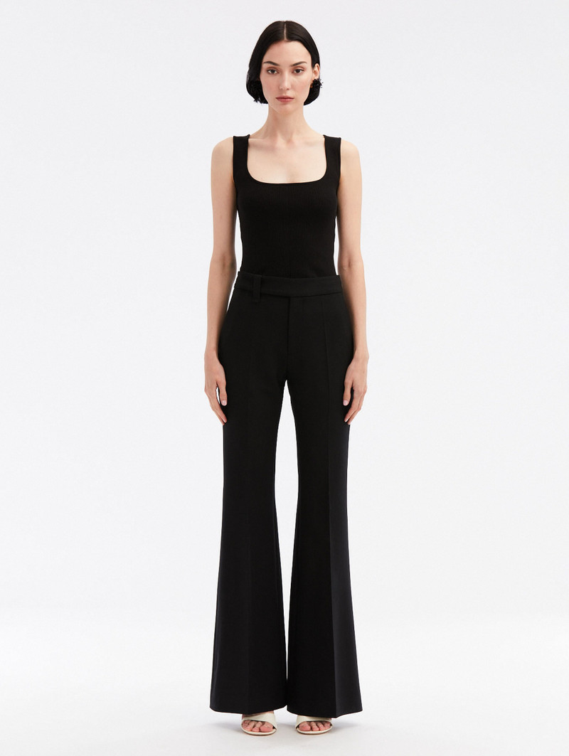 ZIP FRONT FLARE LEG PANT - 1
