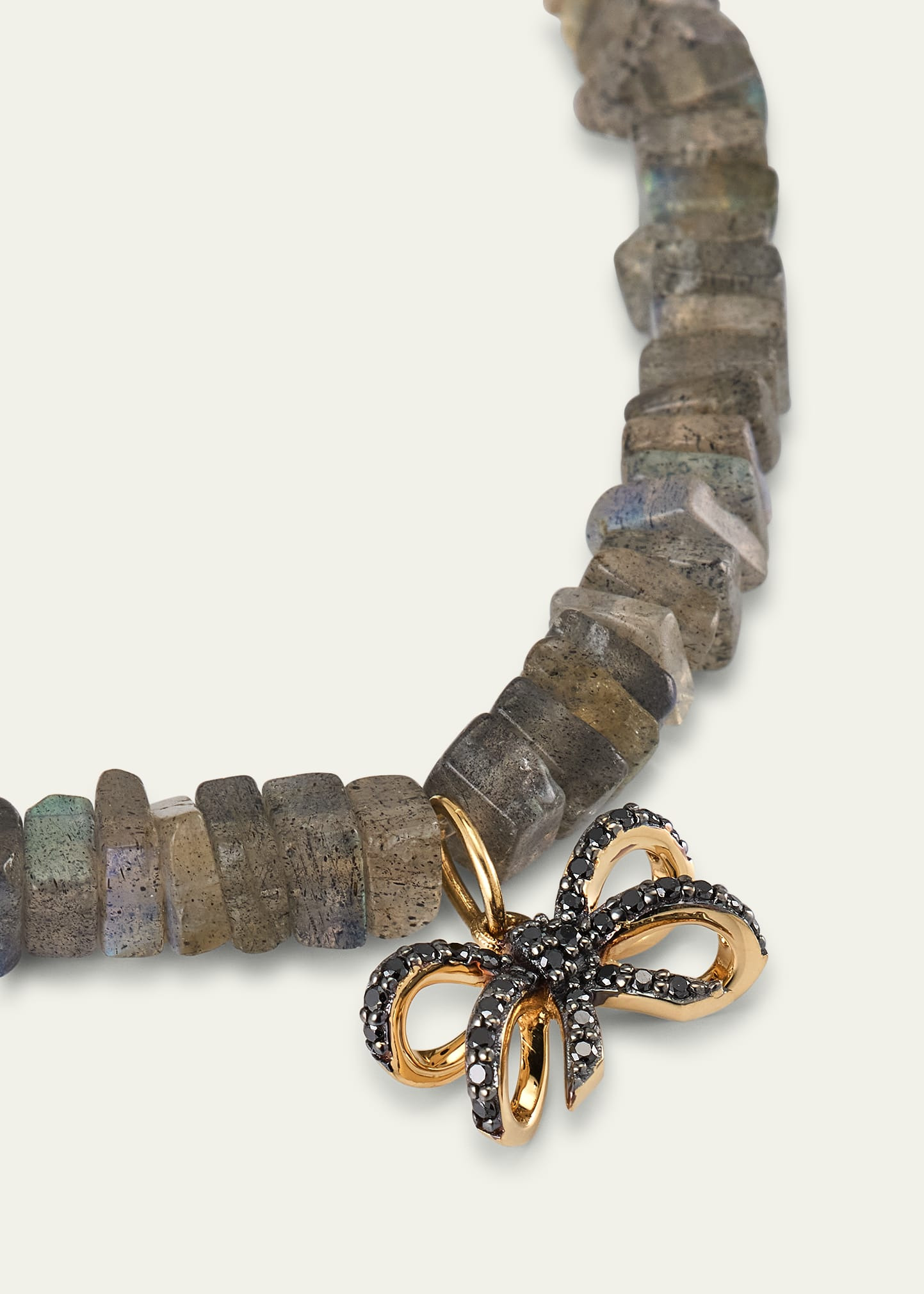 14K Pave and Labradorite Bracelet with Double Bow Charm - 3