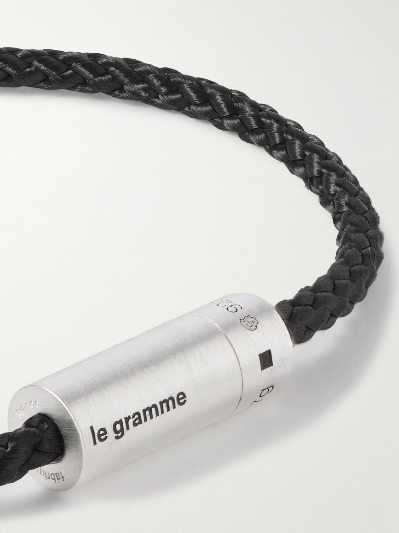 7g Braided Cord and Sterling Silver Bracelet Black - 4