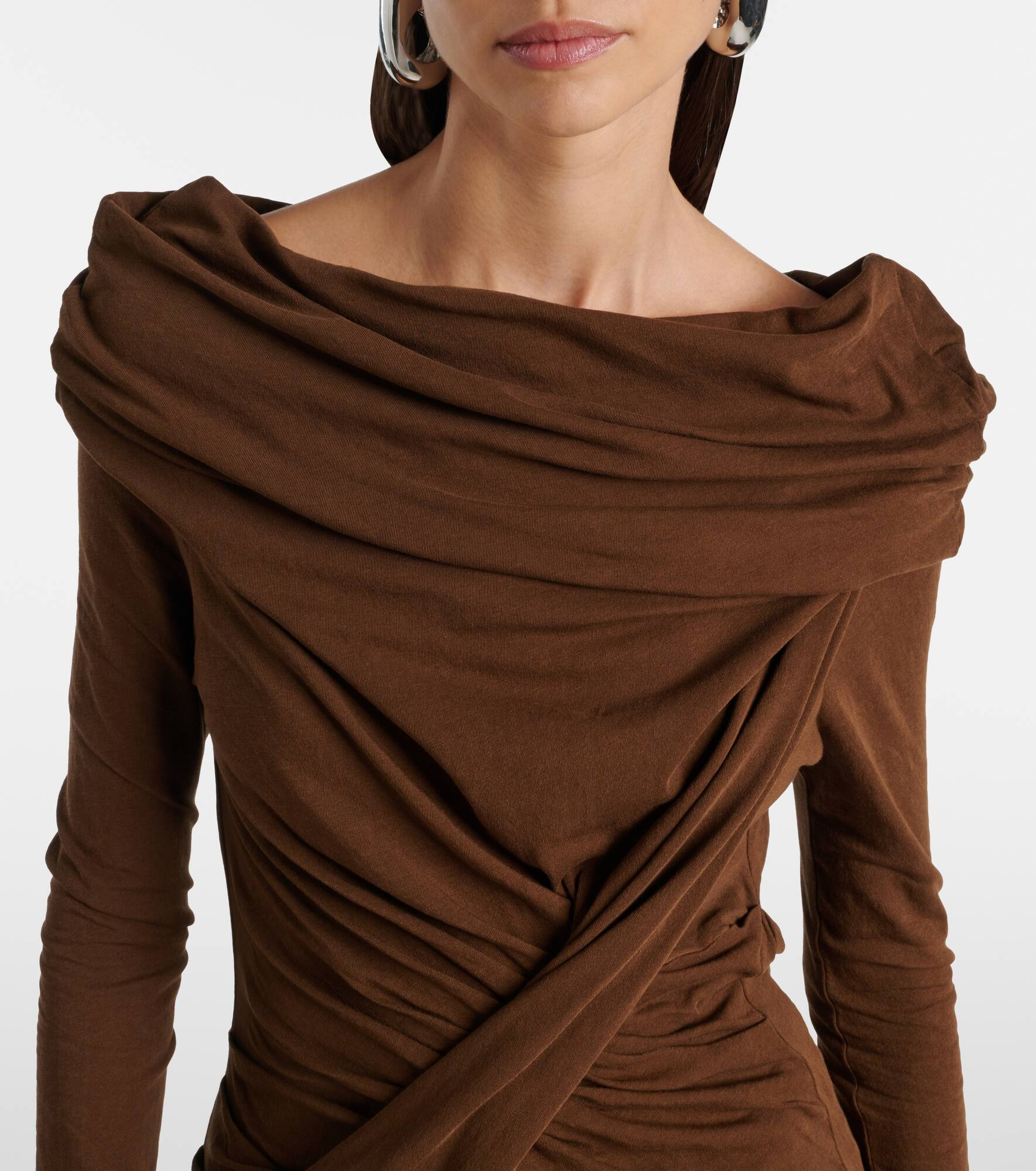 Off-shoulder cotton-blend jersey top - 4