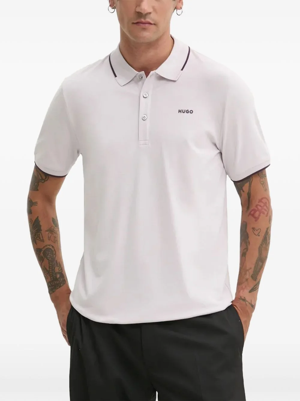 button contrast-trim polo shirt - 1