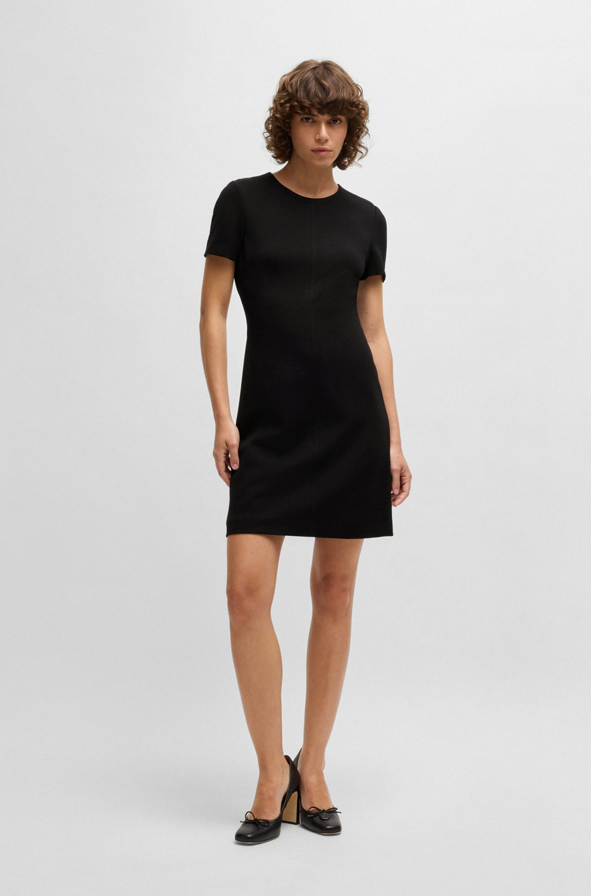 SLIM-FIT CREW-NECK DRESS IN STRETCH FABRIC - 3