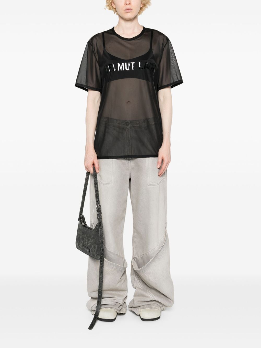 logo-appliquÃ© sheer T-shirt - 3