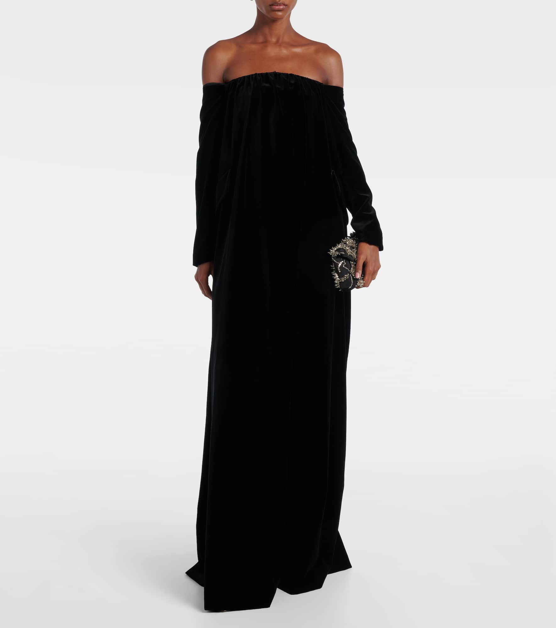 Open-back cotton velvet gown - 2