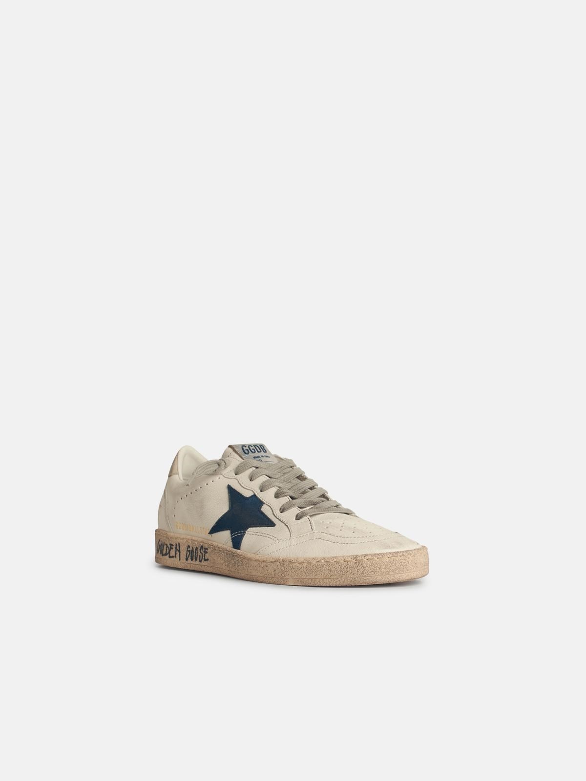 WHITE LEATHER BALL-STAR WITH BLUE SUEDE STAR AND IVORY HEEL - 2