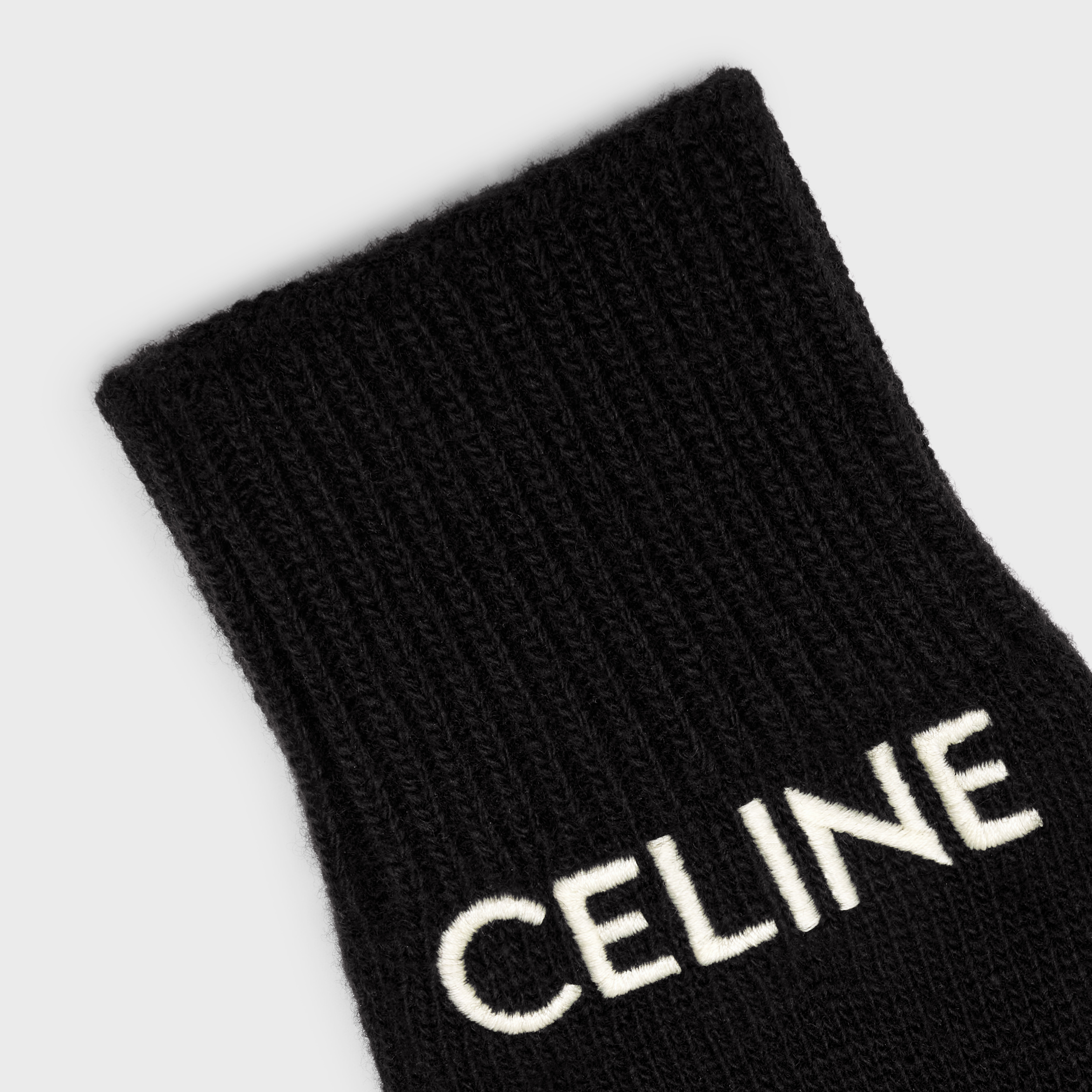 CELINE EMBROIDERED GLOVES IN RIBBED WOOL - 3