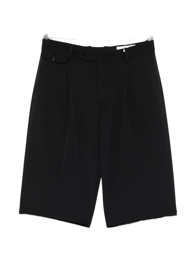 pleated frayed tailored shorts 1