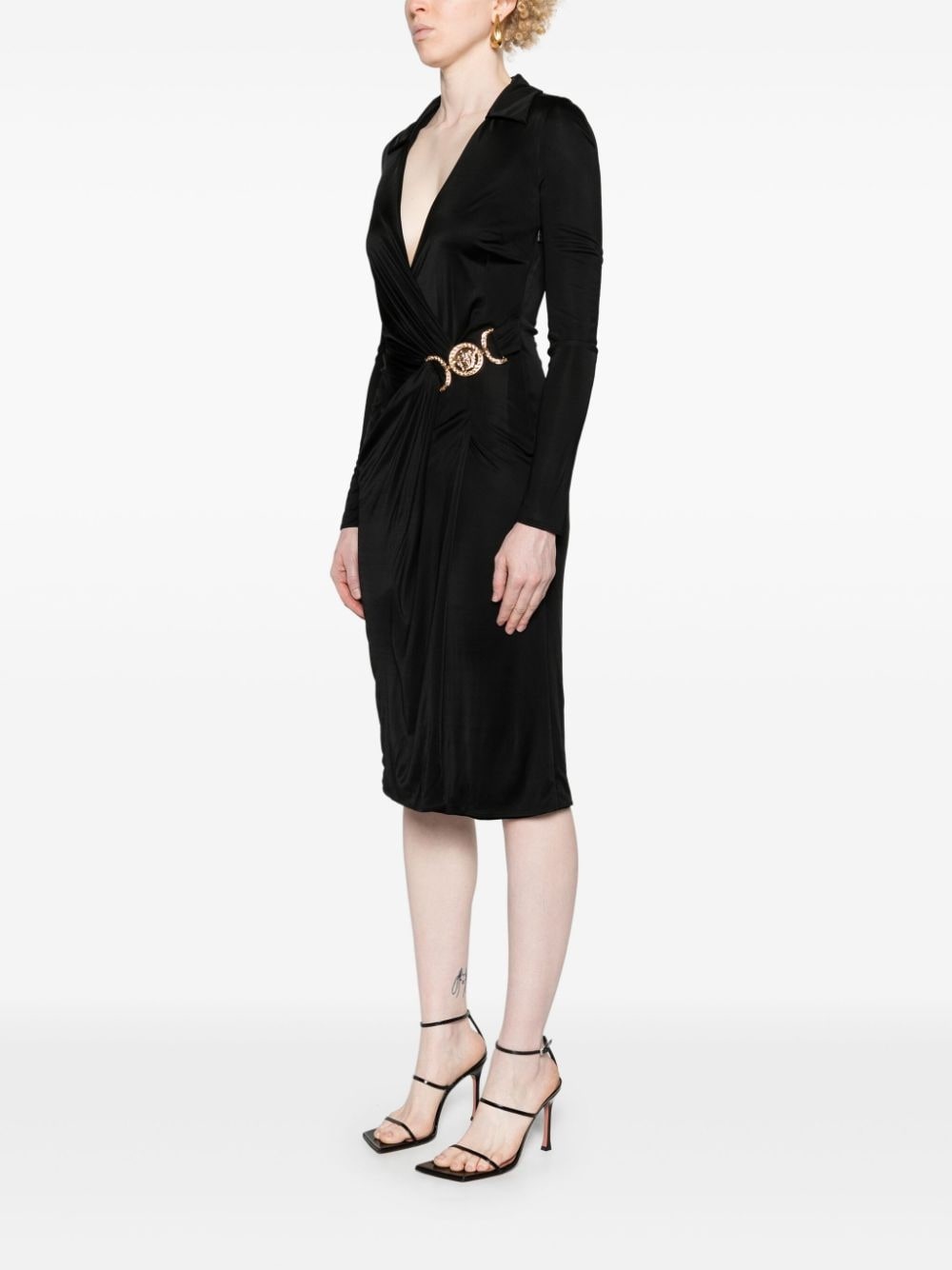 Medusa-plaque jersey midi dress - 3