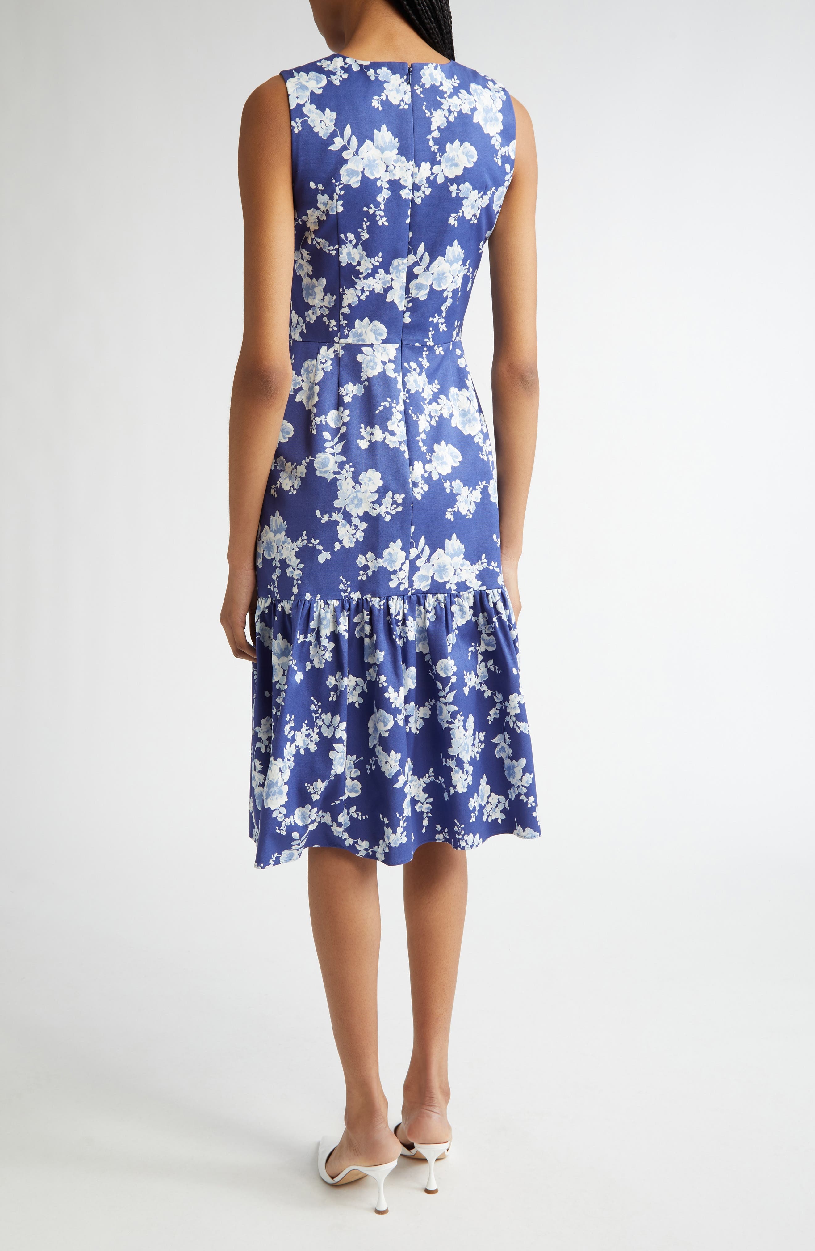 Carolina Herrera Floral Print Tiered Dress in Nautilus Multi at Nordstrom - 2