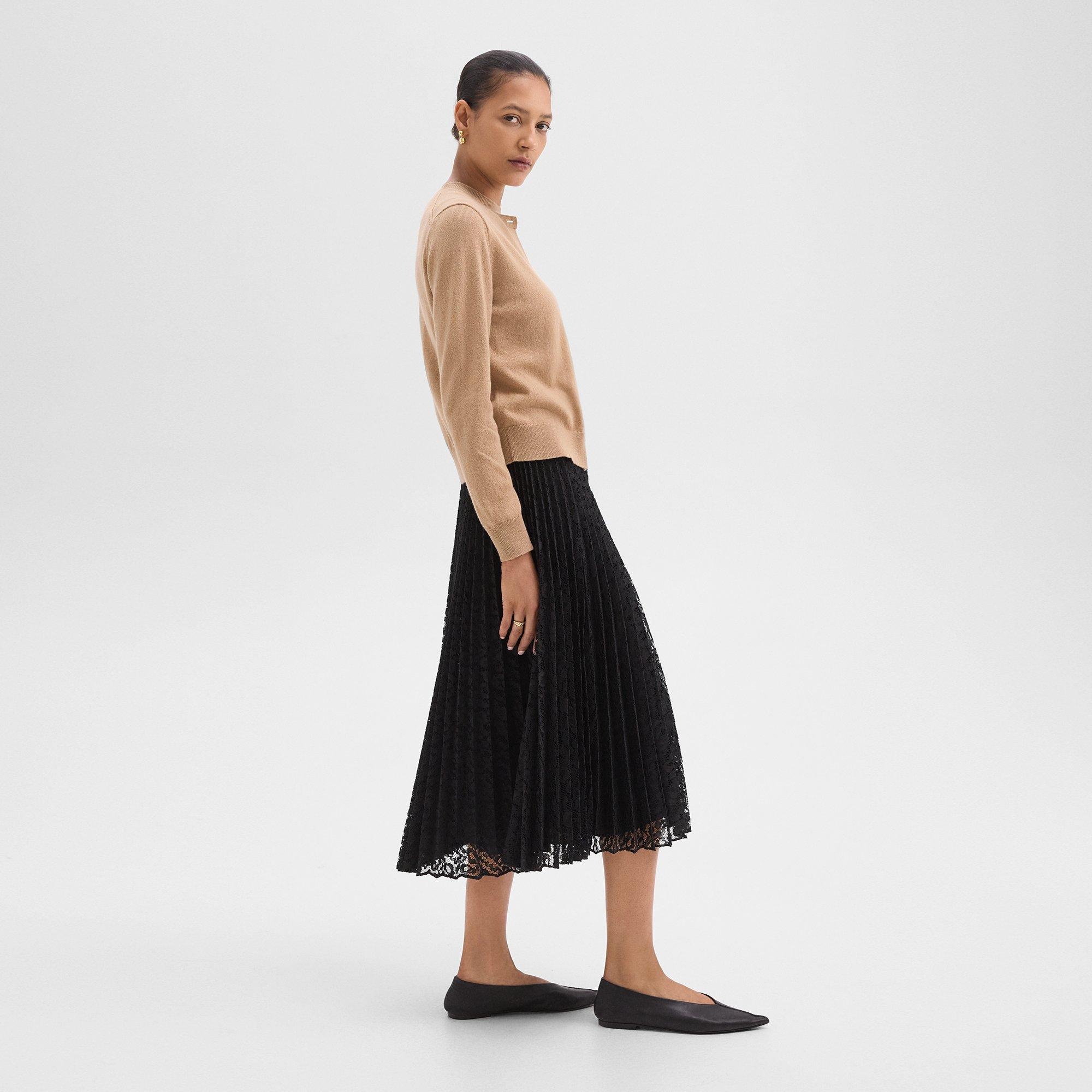 Pleated Midi Skirt in Leopard Lace - 3