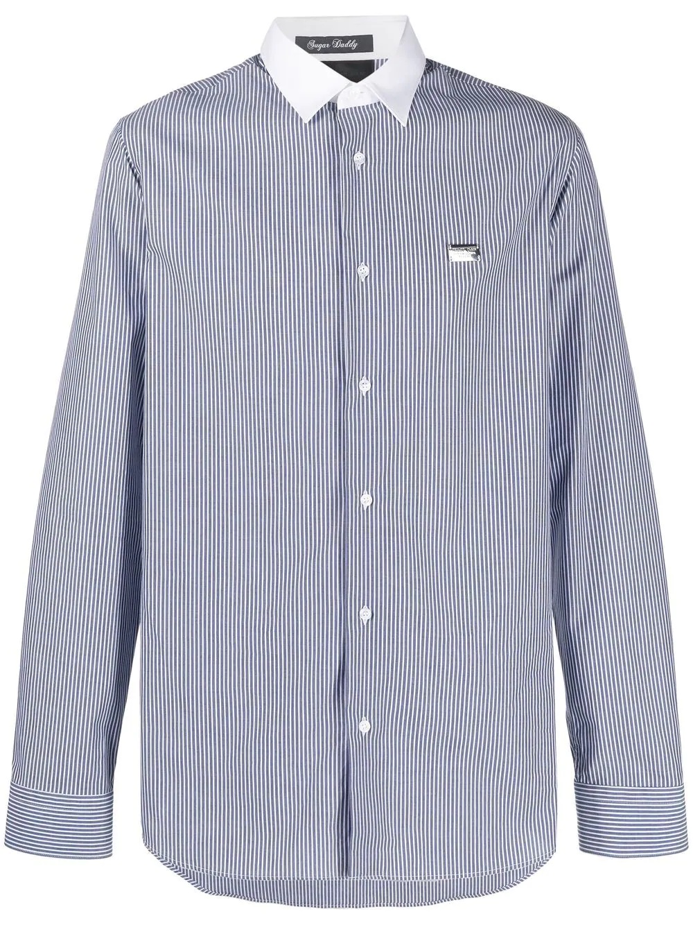 logo-print striped cotton shirt - 1