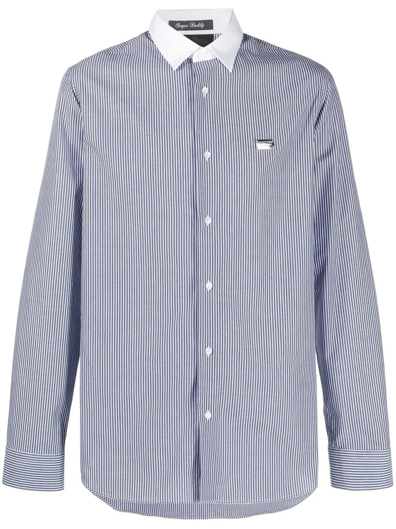 logo-print striped cotton shirt 1