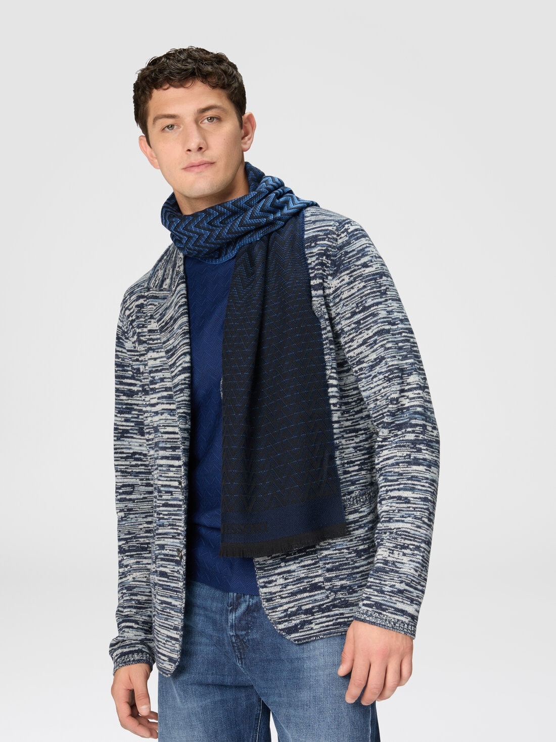Double-sided zigzag wool scarf - 3