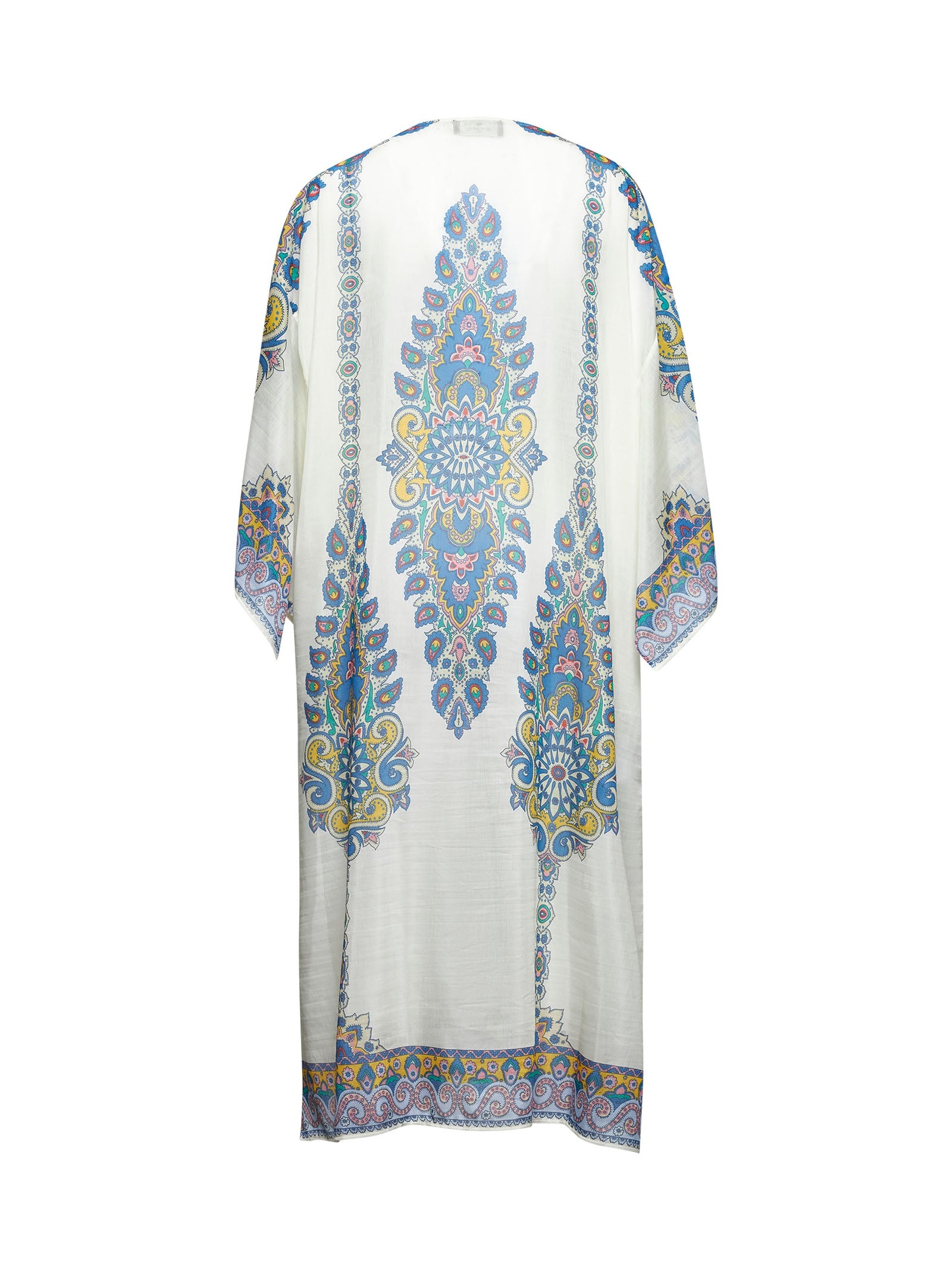 Paisley print ivory muslin kaftan - 2