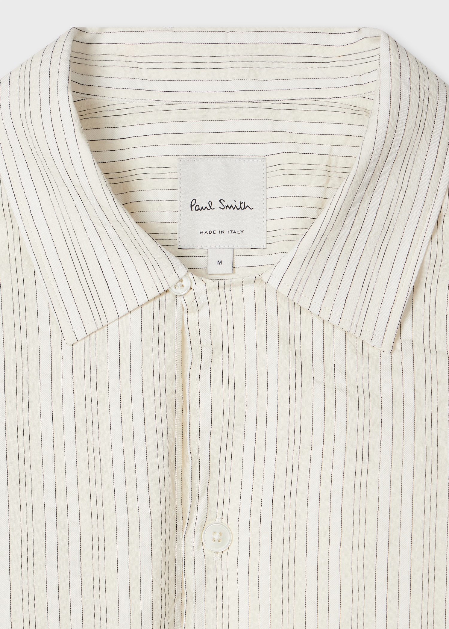 Ecru Cotton-Linen Textured Stripe Shirt - 3
