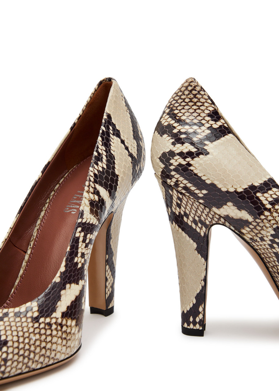 Paris Texas Elsa 100 Python-effect Leather Pumps - 4