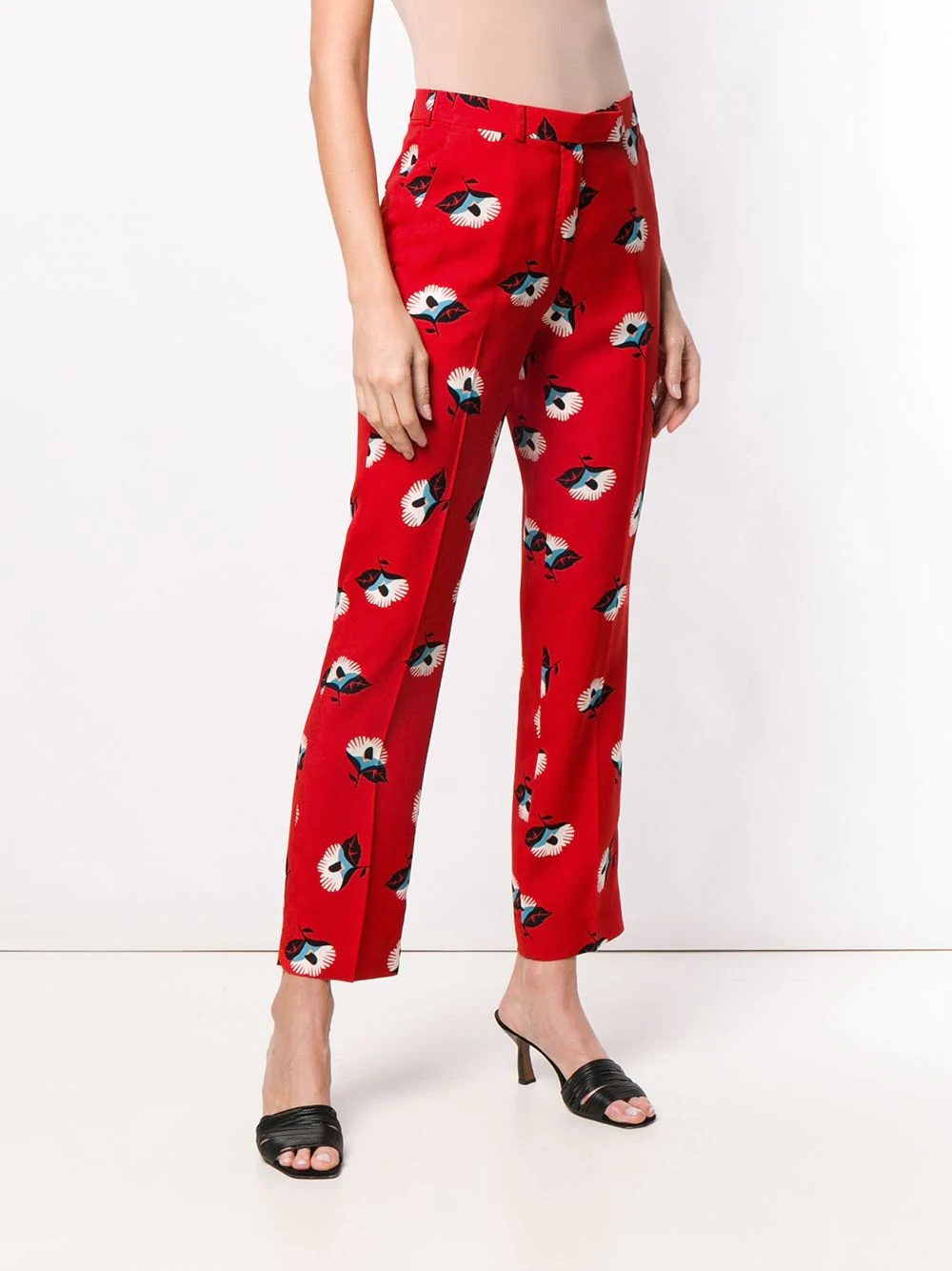 Floral-print high-rise tapered trousers - 3