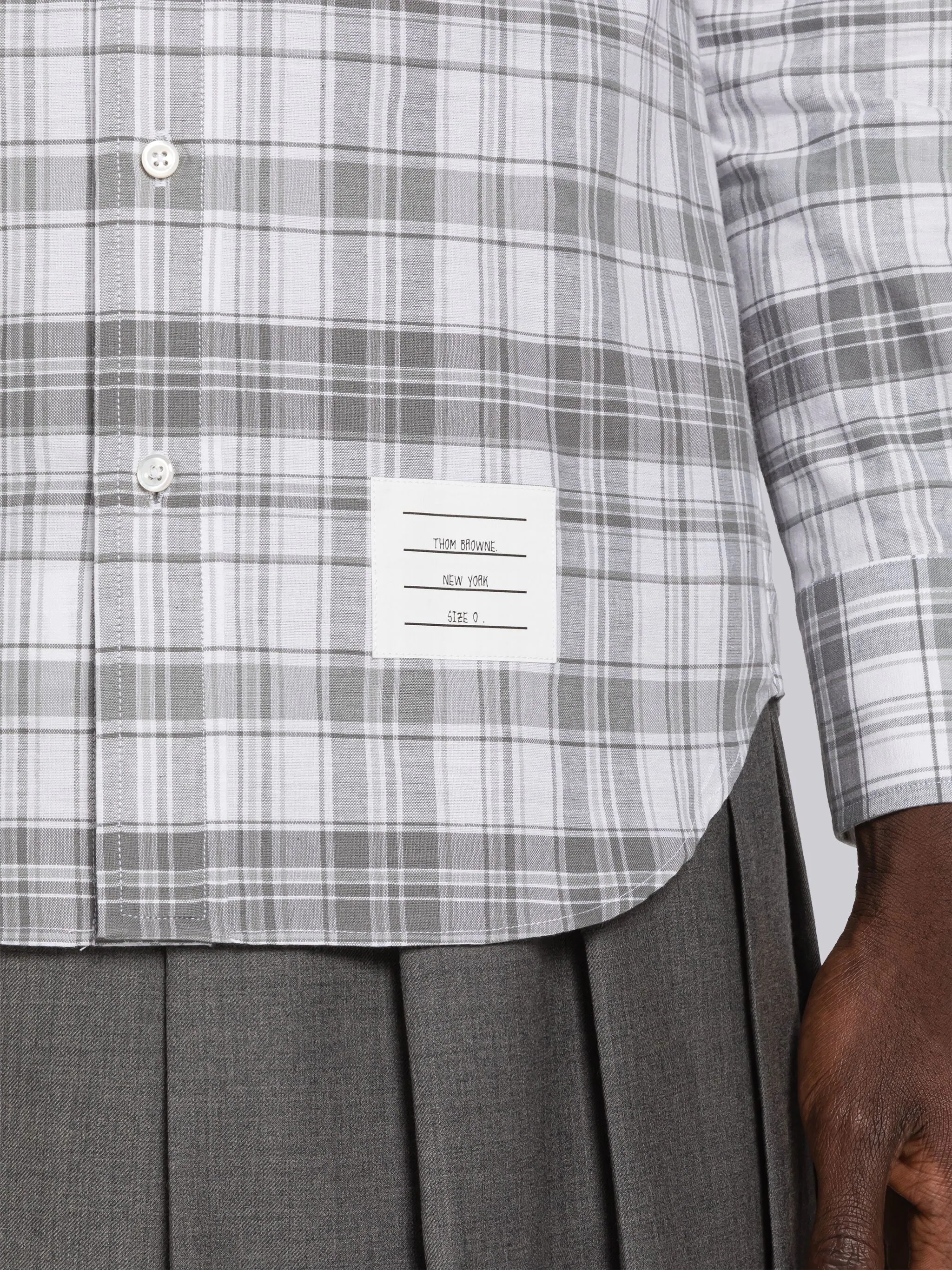 Medium Grey Stripe Plaid Armband Straight Fit Shirt - 5