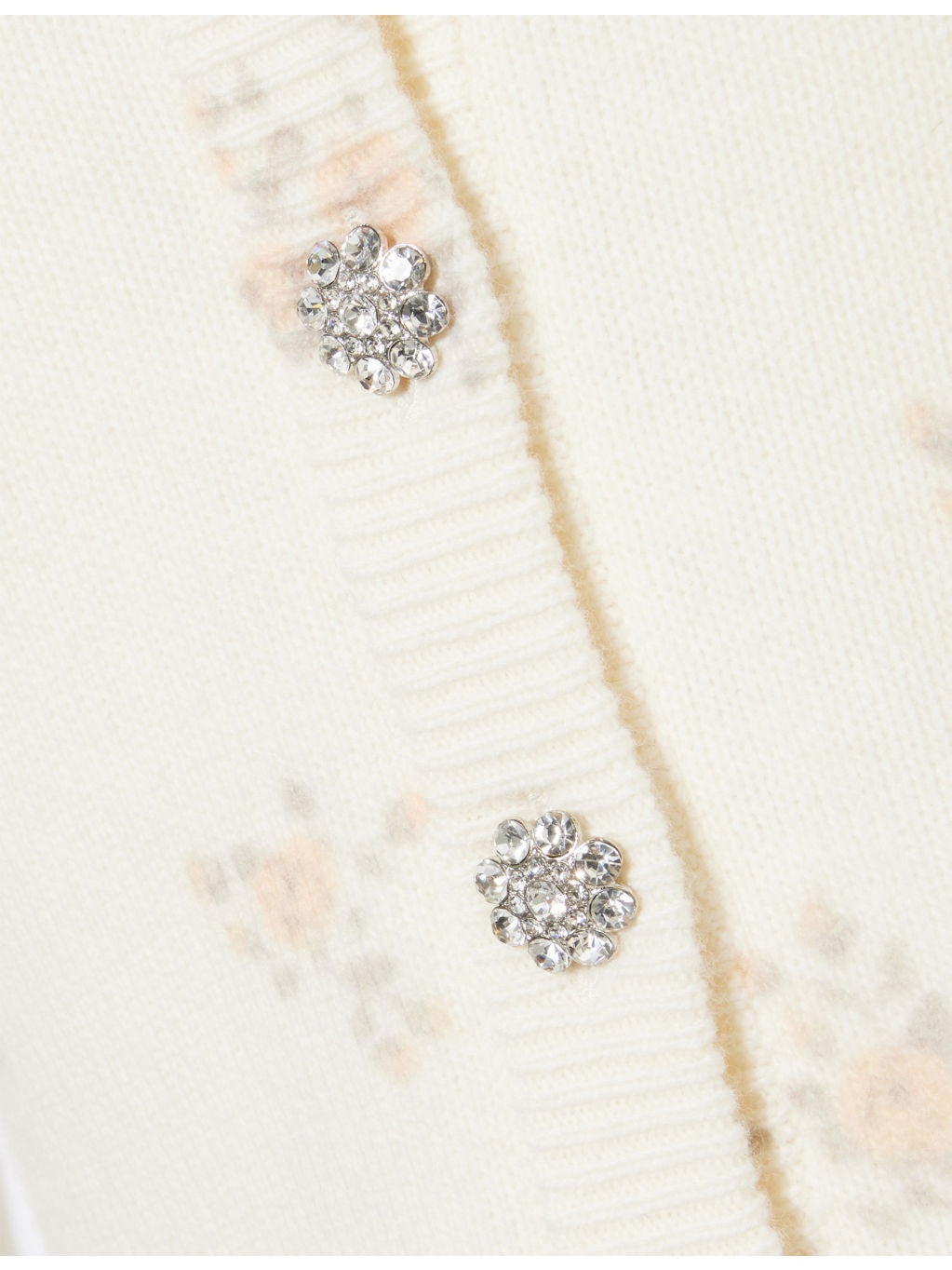 Floral-Print Embellished-Button Wool-Blend Knitted Cardigan - 6