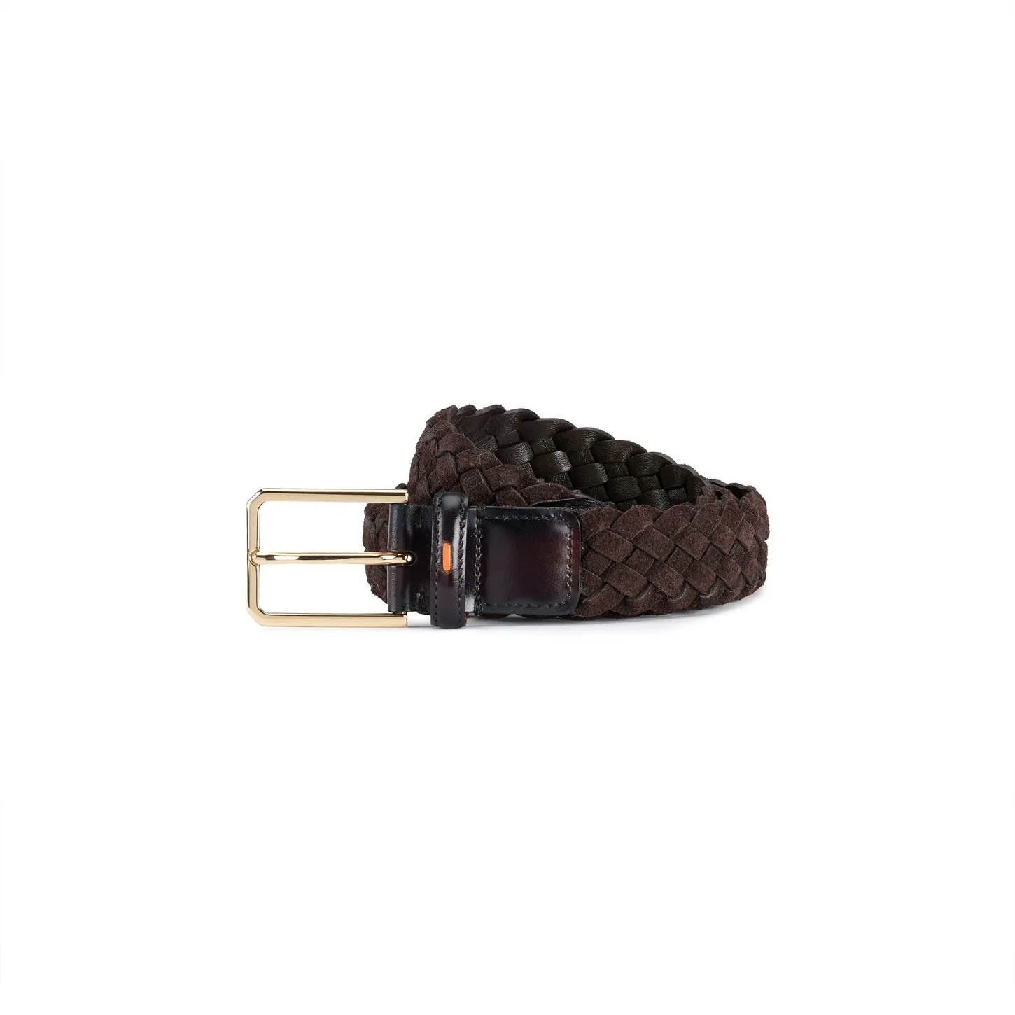 Dark brown woven suede belt - 1