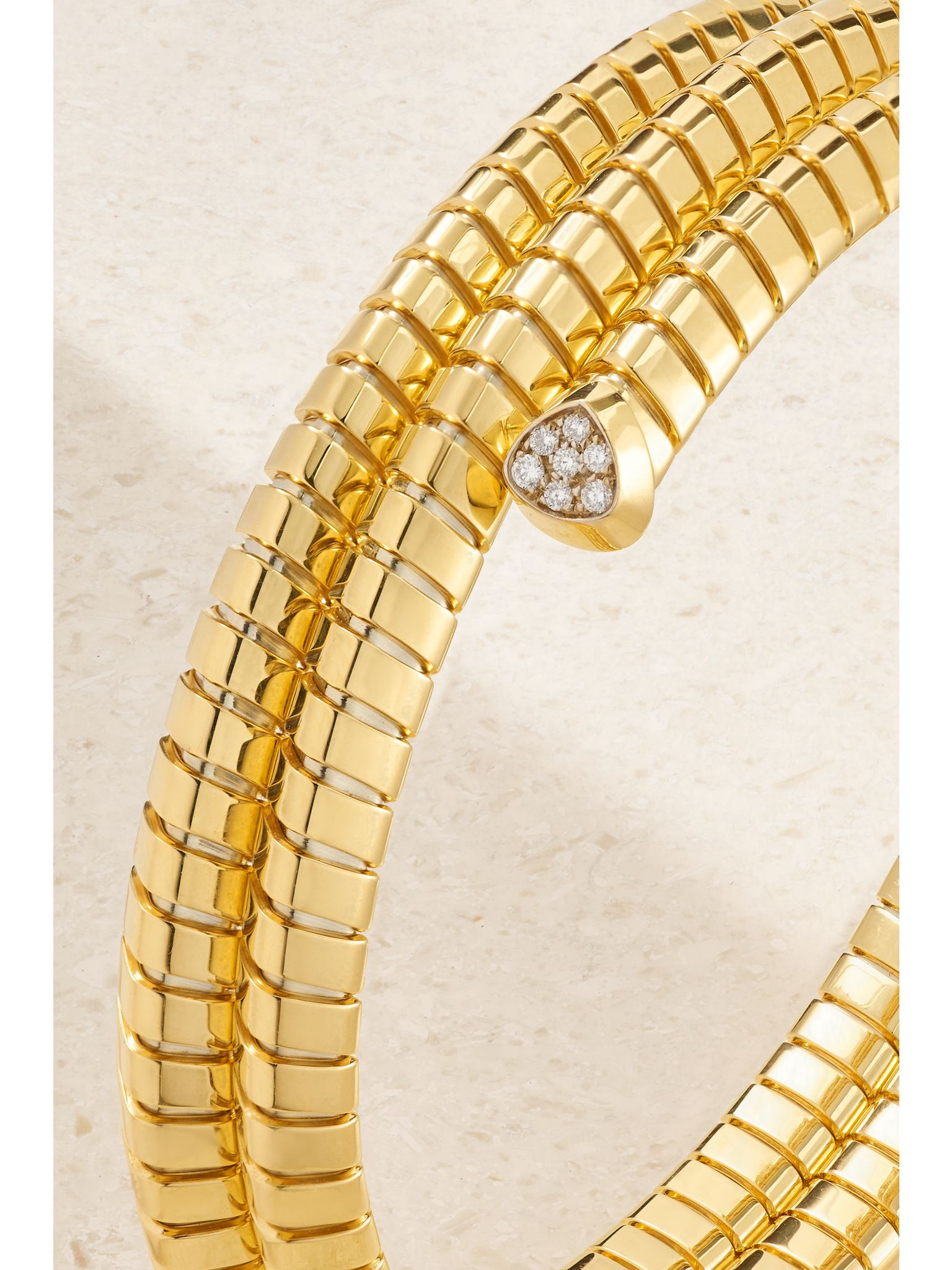 Trisolina Triple 18-karat gold diamond bangle Gold - 4