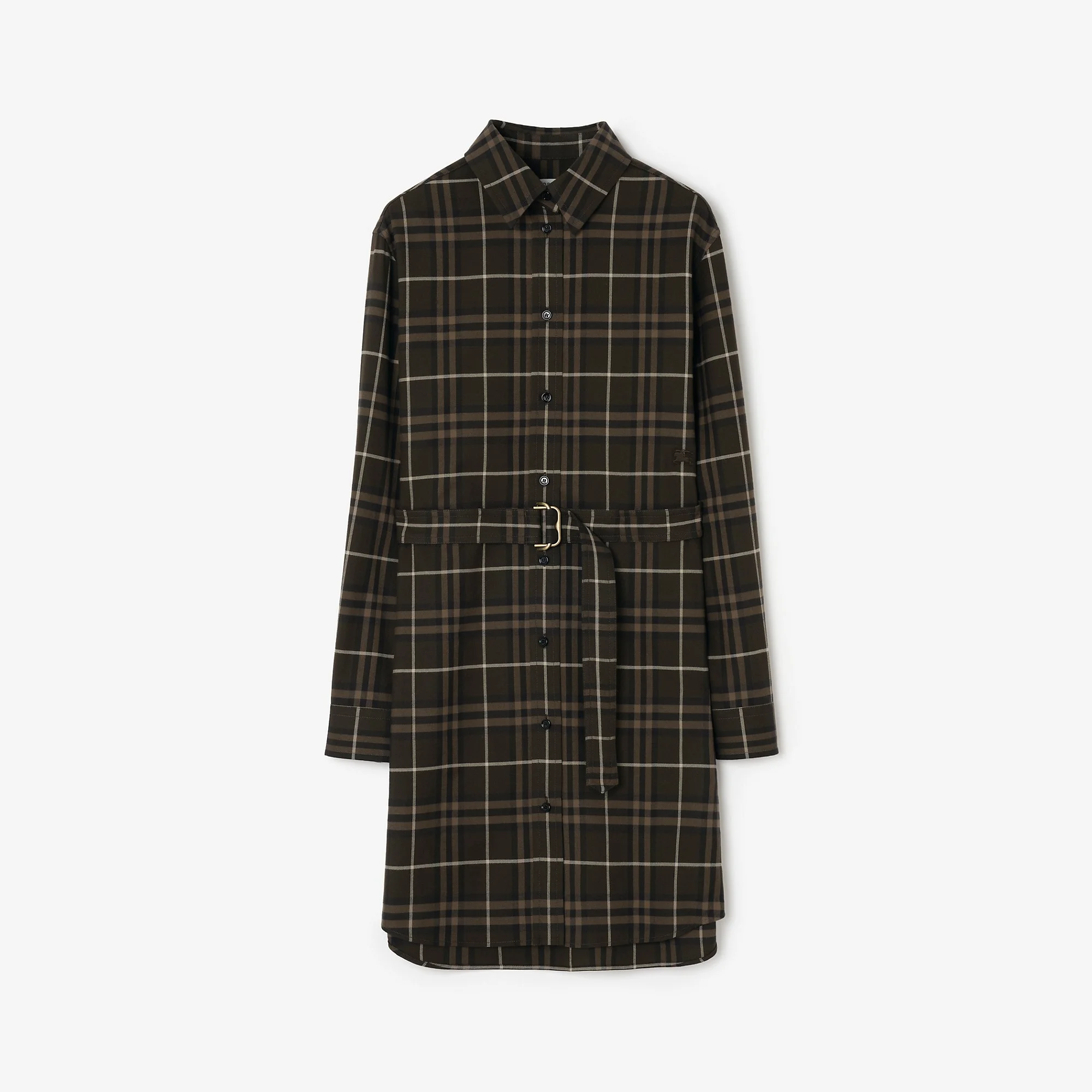Check Cotton Shirt Dress - 1