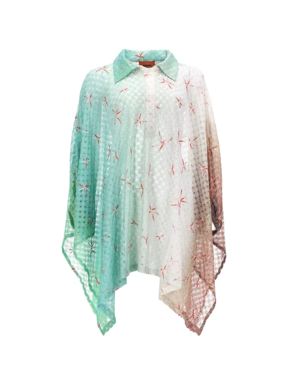 crochet-knit floral-embroidered top - 1