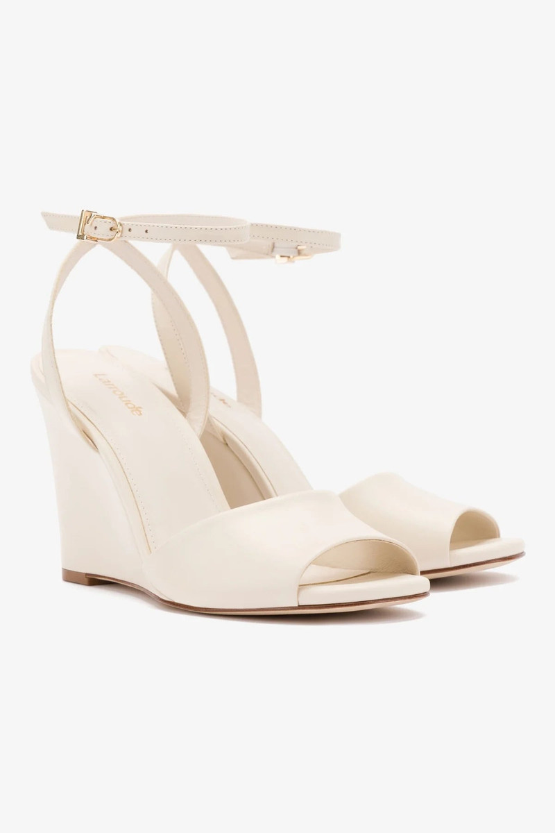 Larroudé Yves Wedge In Ivory Leather outlook
