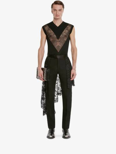 Alexander McQueen Men's Sheer Lace Detail Vest in Black outlook